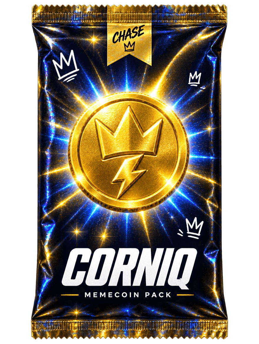 CORNIQ chase pack with a gold crown-and-bolt coin